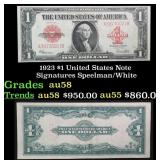 1923 $1 United States Note Grades Choice AU/BU Sli