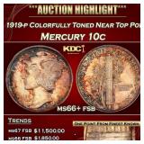 1919-p Mercury Dime Colorfully Toned Near Top Pop