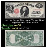 1917 $1 Large Size Legal Tender Note Grades Choice