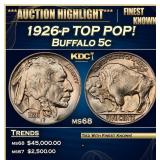 1926-p Buffalo Nickel TOP POP! 5c ms68 SEGS