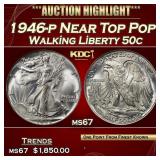 1946-p Walking Liberty Half Dollar Near Top Pop 50