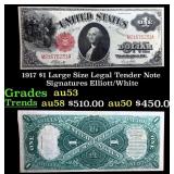 1917 $1 Large Size Legal Tender Note Grades Select