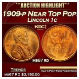 1909-p Lincoln Cent Near Top Pop! 1c ms67 rd SEGS