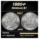 1880-p Morgan Dollar $1 Grades ms65