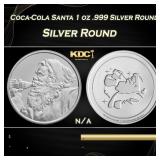 Coca-Cola Santa 1 oz .999 Silver Round Round
