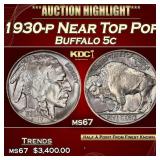 1930-p Buffalo Nickel Near Top Pop 5c ms67 SEGS