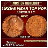 1929-s Lincoln Cent Near Top Pop! 1c ms66 rd SEGS