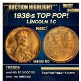 1938-s Lincoln Cent TOP POP! 1c ms68 rd SEGS