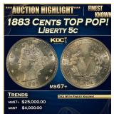 1883 Cents Liberty Nickel TOP POP! 5c ms67+ SEGS
