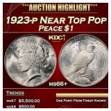 1923-p Peace Dollar Near Top Pop $1 ms66+ SEGS