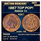 1887 Indian Cent TOP POP! 1c ms66+ RB SEGS