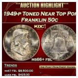 1949-p Franklin Half Dollar Toned Near Top Pop 50c