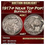 1917-p Buffalo Nickel Near Top Pop! 5c ms67 SEGS