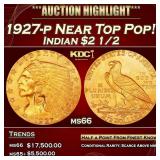 1927-p Gold Indian Quarter Eagle Near Top Pop! $2