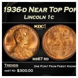 1936-d Lincoln Cent Near Top Pop 1c ms67 rd SEGS