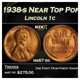 1938-s Lincoln Cent Near Top Pop 1c ms67 rd SEGS