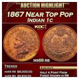 1867 Indian Cent Near Top Pop 1c ms66 rb SEGS