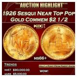 1926 Sesqui Gold Commem Near Top Pop! $2 1/2 ms66+