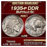 1935-p DDR Buffalo Nickel 5c au58 SEGS