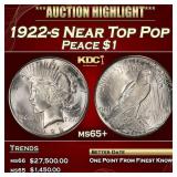 1922-s Peace Dollar Near Top Pop $1 ms65+ SEGS