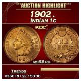 1902 Indian Cent . 1c ms66 rd SEGS