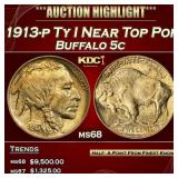 1913-p Ty I Buffalo Nickel Near Top Pop 5c ms68 SE
