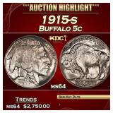 1915-s Buffalo Nickel 5c ms64 SEGS