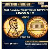 1961 Proof Lincoln Cent Rainbow Target Toned TOP P