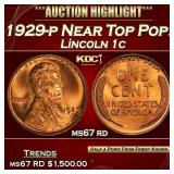 1929-p Lincoln Cent Near Top Pop! 1c ms67 rd SEGS