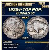 1928-p Buffalo Nickel TOP POP! 5c ms67+ SEGS