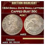 1834 Small Date Small Letters Capped Bust Half Dol
