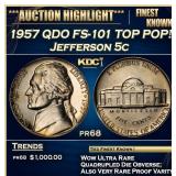 1957 QDO FS-101 Proof Jefferson Nickel TOP POP! 5c