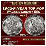 1943-p Walking Liberty Half Dollar Near Top Pop 50