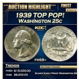 1939 Proof Washington Quarter TOP POP! 25c pr68+ S