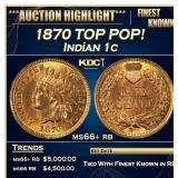 1870 Indian Cent TOP POP! 1c ms66+ rb SEGS
