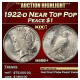 1922-d Peace Dollar Near Top Pop $1 ms66+ SEGS