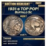 1931-s Buffalo Nickel TOP POP! 5c ms67+ SEGS