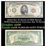 1934A $5 FRN Hawaii WWII Emergency Currency Key To