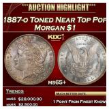 1887-o Morgan Dollar Toned Near Top Pop! $1 ms65+