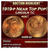 1919-p Lincoln Cent Near Top Pop! 1c ms68 rd SEGS