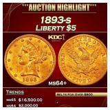 1893-s Gold Liberty Half Eagle $5 ms64+ SEGS