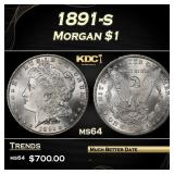 1891-s Morgan Dollar $1 Grades ms64