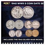 1945 WWII 5 Coin Date Set