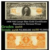 1906 $20 Large Size Gold Certificate Grades Select
