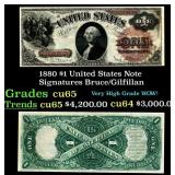 1880 $1 United States Note Grades Gem CU Signature