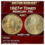 1927-p Mercury Dime Toned 10c ms66+ fsb SEGS