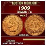 1909 Indian Cent 1c ms66 rd SEGS