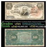 1886 $10 Red Seal Silver Certificate "Tombstone" F