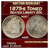 1875-s Twenty Cent Piece Toned 20c ms63 USCG