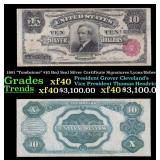 1891 $10 Red Seal Silver Certificate "Tombstone" G